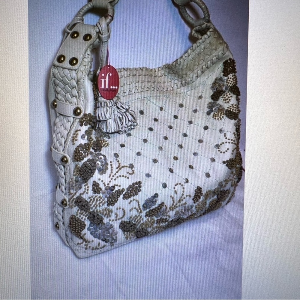 Isabella Fiore Cream and Brown Hobo Bag